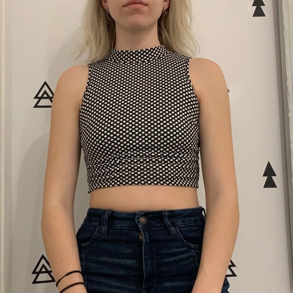 Black and White Polka Dot Crop Top